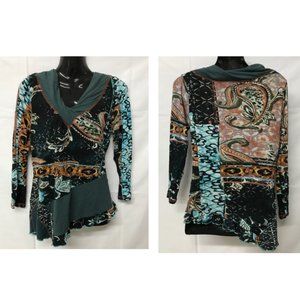 Orientique Naturally Australian Asymmetric T-Shirt Top Vintage Y2K Print